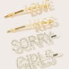 Faux Pearl & Rhinestone Letter Hairpins